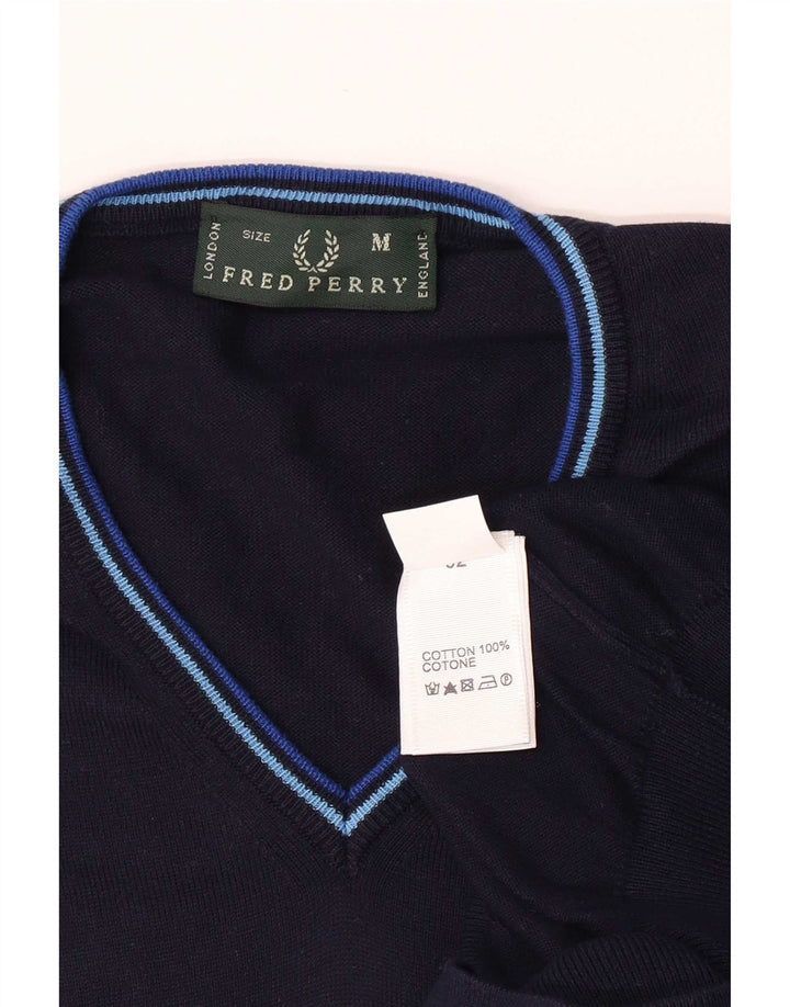 Fred Perry Jersey Con Cuello En V Para Hombre Algodón Azul Marino Medio