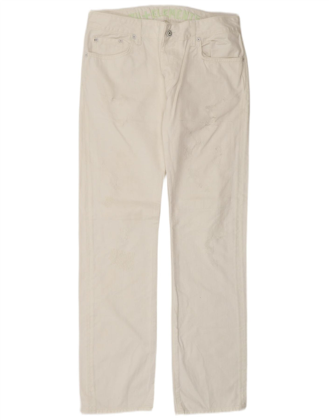 ZU ELEMENTS Vaqueros rectos desgastados para mujer W32 L34 Algodón blanco