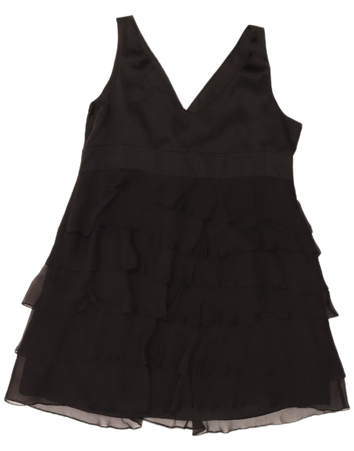 MONSOON Vestido escalonado sin mangas para mujer UK 22 3XL Seda negra