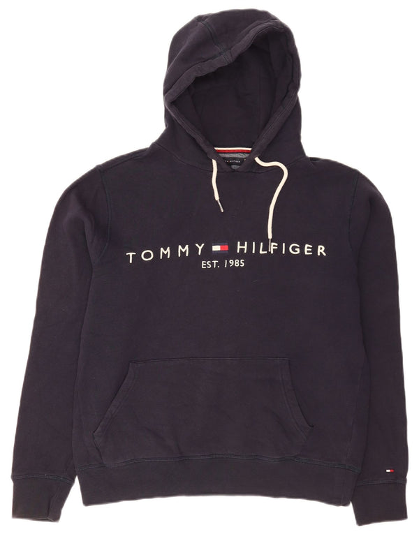 Tommy Hilfiger Jersey con capucha de gran tamaño para mujer con gráfico UK 10 Small Azul marino
