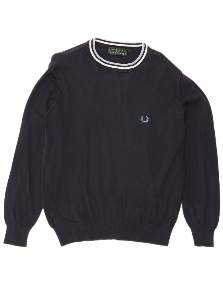 Fred Perry Jersey De Cuello Redondo Para Hombre De Algodón A Rayas Azul Marino Medio