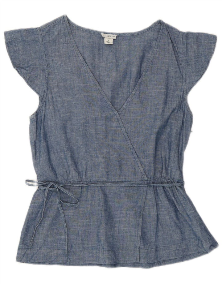 J. CREW Blusa para mujer Top US 0 XS Algodón azul