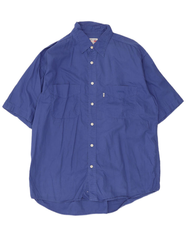 Levi's Camisa de manga corta para hombre, talla grande, azul