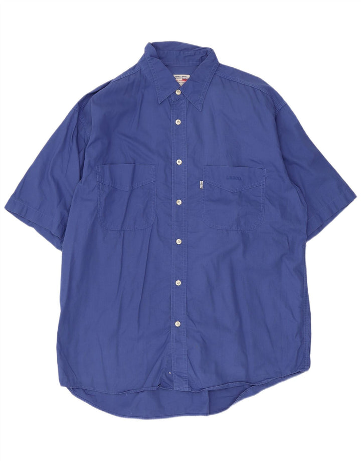 Levi's Camisa de manga corta para hombre, talla grande, azul