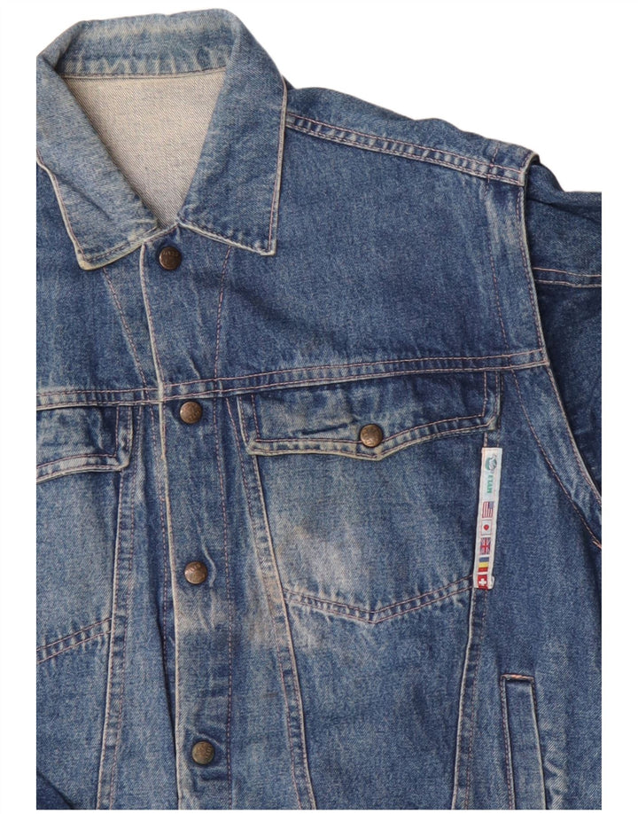 Vintage hombres chaqueta de mezclilla Reino Unido 40 algodón azul grande