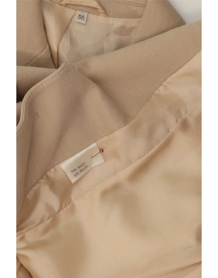 Vintage mujer 3 botones Blazer chaqueta EU 38 medio beige acrílico
