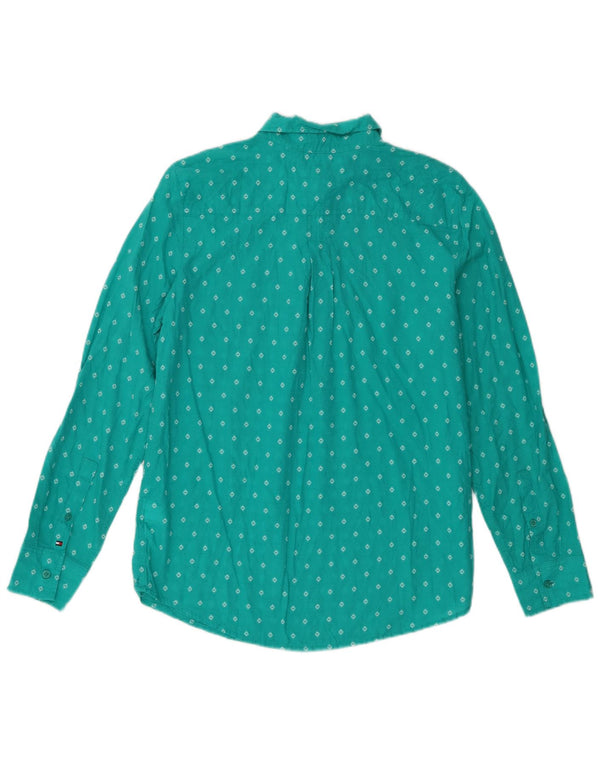 Tommy Hilfiger Camisa tipo pulóver para mujer Reino Unido 14 Medio Turquesa Geométrico