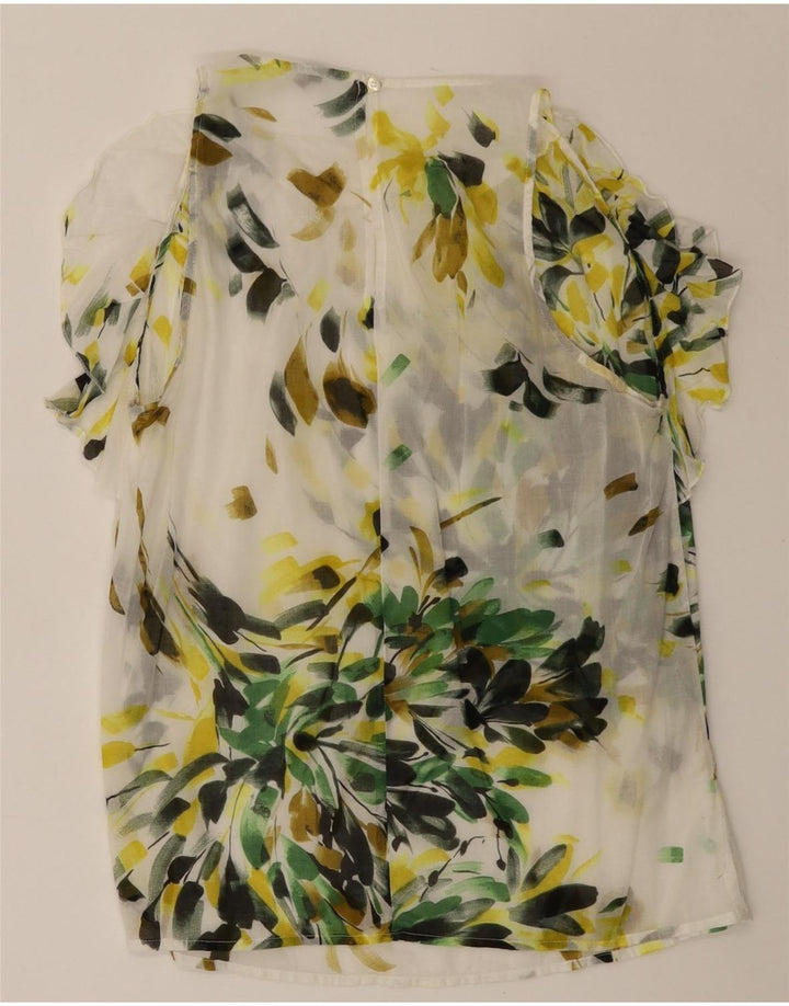 BENETTON Blusa para Mujer Top UK 40 Mediano Blanco Floral
