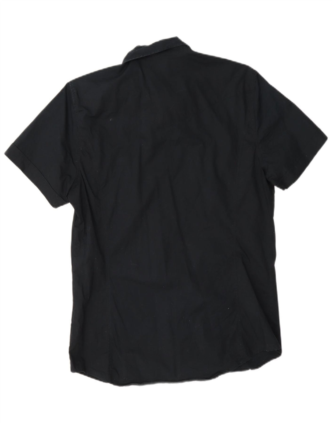 Benetton Hombre Camisa De Manga Corta Large Azul Marino Algodón