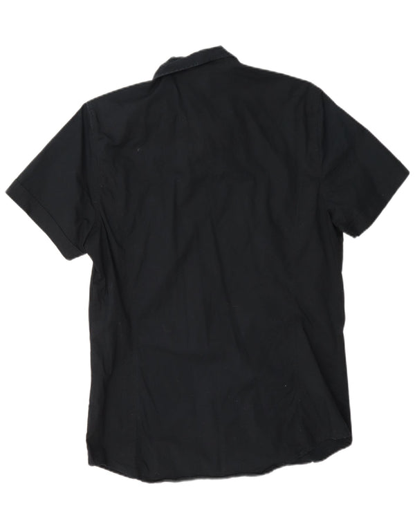 Benetton Hombre Camisa De Manga Corta Large Azul Marino Algodón