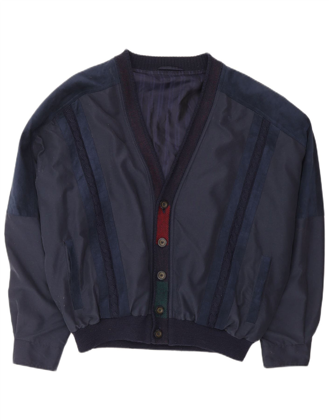 VINTAGE Chaqueta Bomber para Hombre Reino Unido 42 XL Poliéster Azul Marino