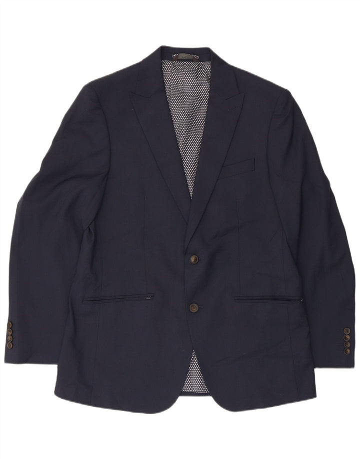 Marks & Spencer Chaqueta tipo blazer de 2 botones para hombre UK 40 Grande Poliéster azul marino