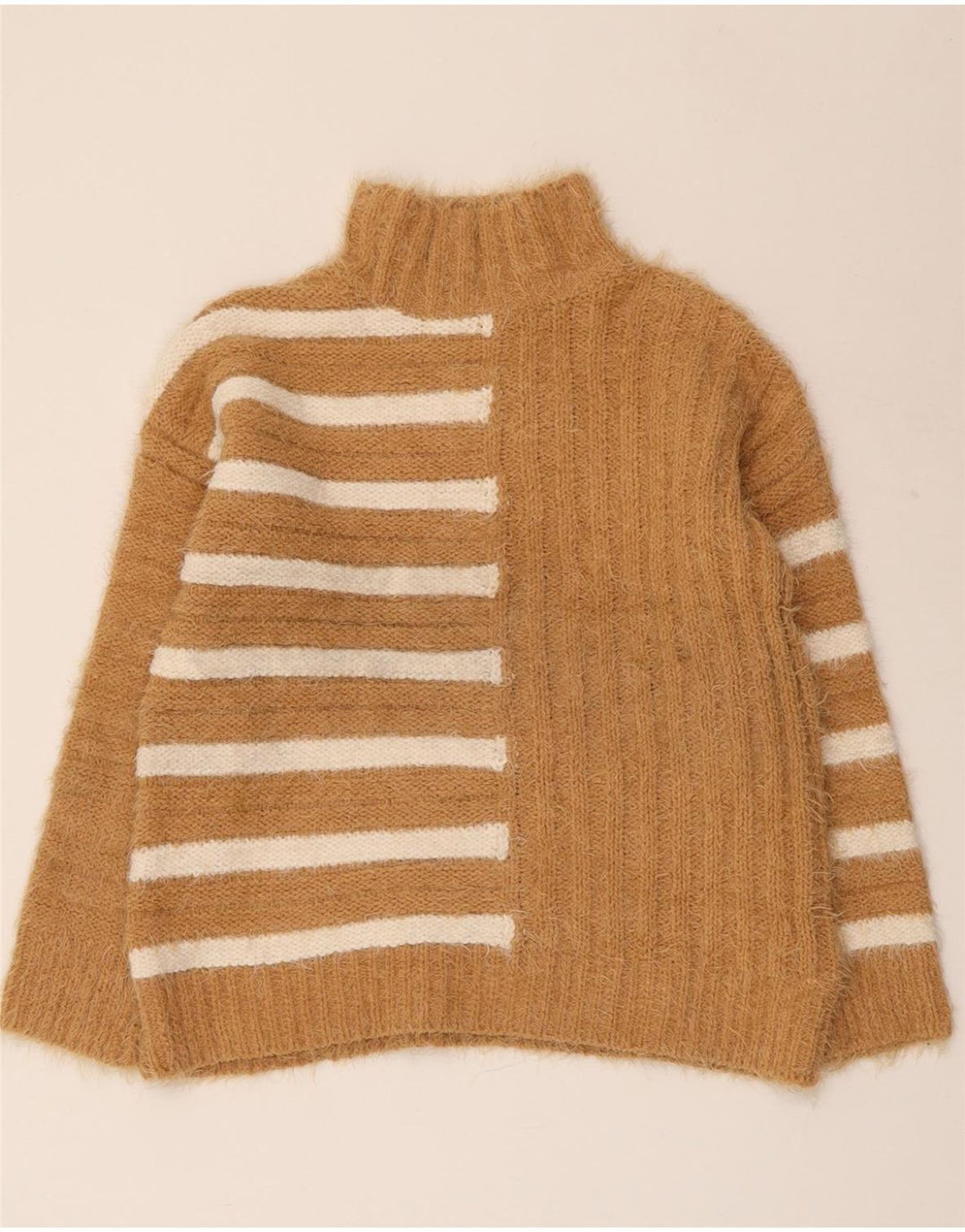 MARKS & SPENCER Suéter tipo jersey con cuello alto para mujer UK 10 Small Brown