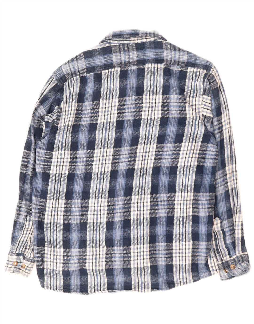 VINTAGE Camisa de franela para hombre Algodón a cuadros azul grande