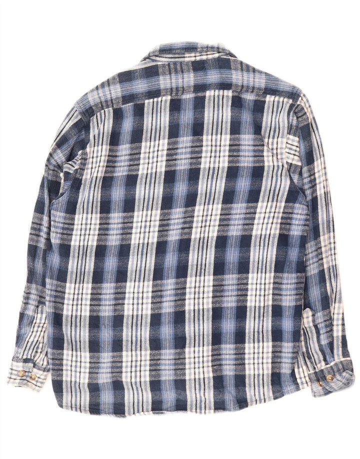 VINTAGE Camisa de franela para hombre Algodón a cuadros azul grande