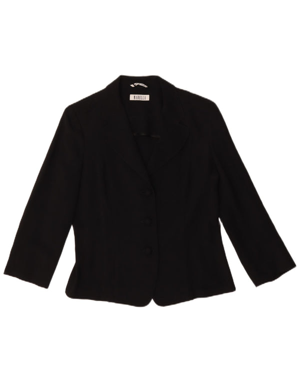 Marella Chaqueta Blazer de Manga 3/4 para Mujer UK 46 Grande Acetato Negro