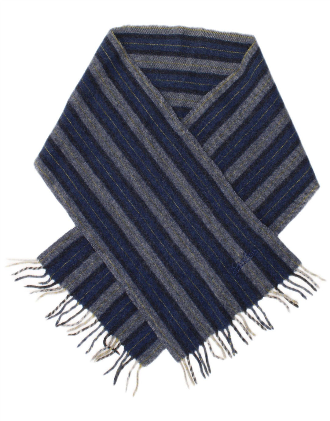 Borsalino Bufanda rectangular para hombre talla única azul a rayas clásica de lana virgen