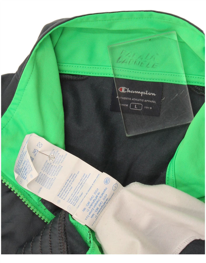 Champion Chaqueta De Chándal Para Hombre Grande Gris Colorblock Poliéster
