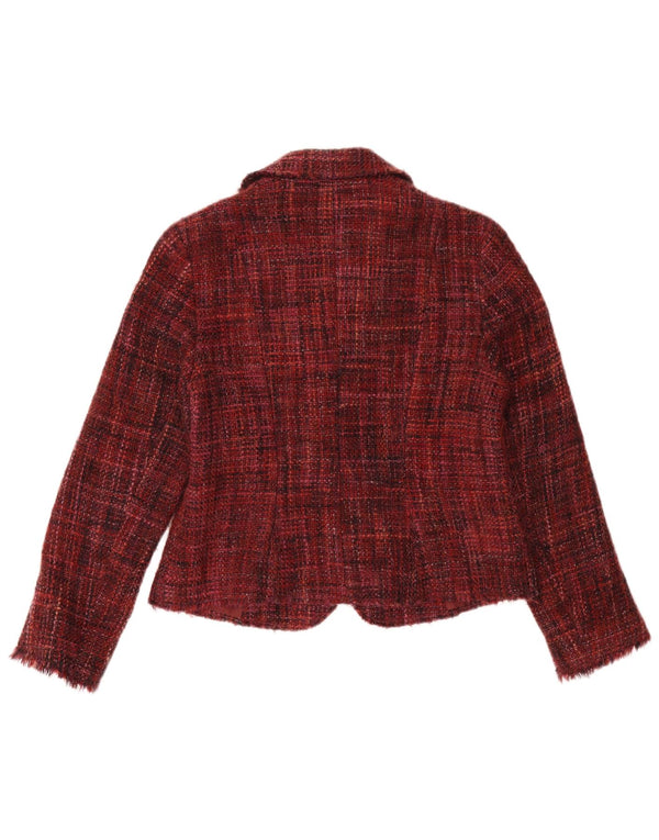 Marks & Spencer Chaqueta Blazer de 2 Botones para Mujer UK 44 Mediano Borgoña Moteado