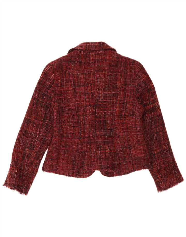 Marks & Spencer Chaqueta Blazer de 2 Botones para Mujer UK 44 Mediano Borgoña Moteado