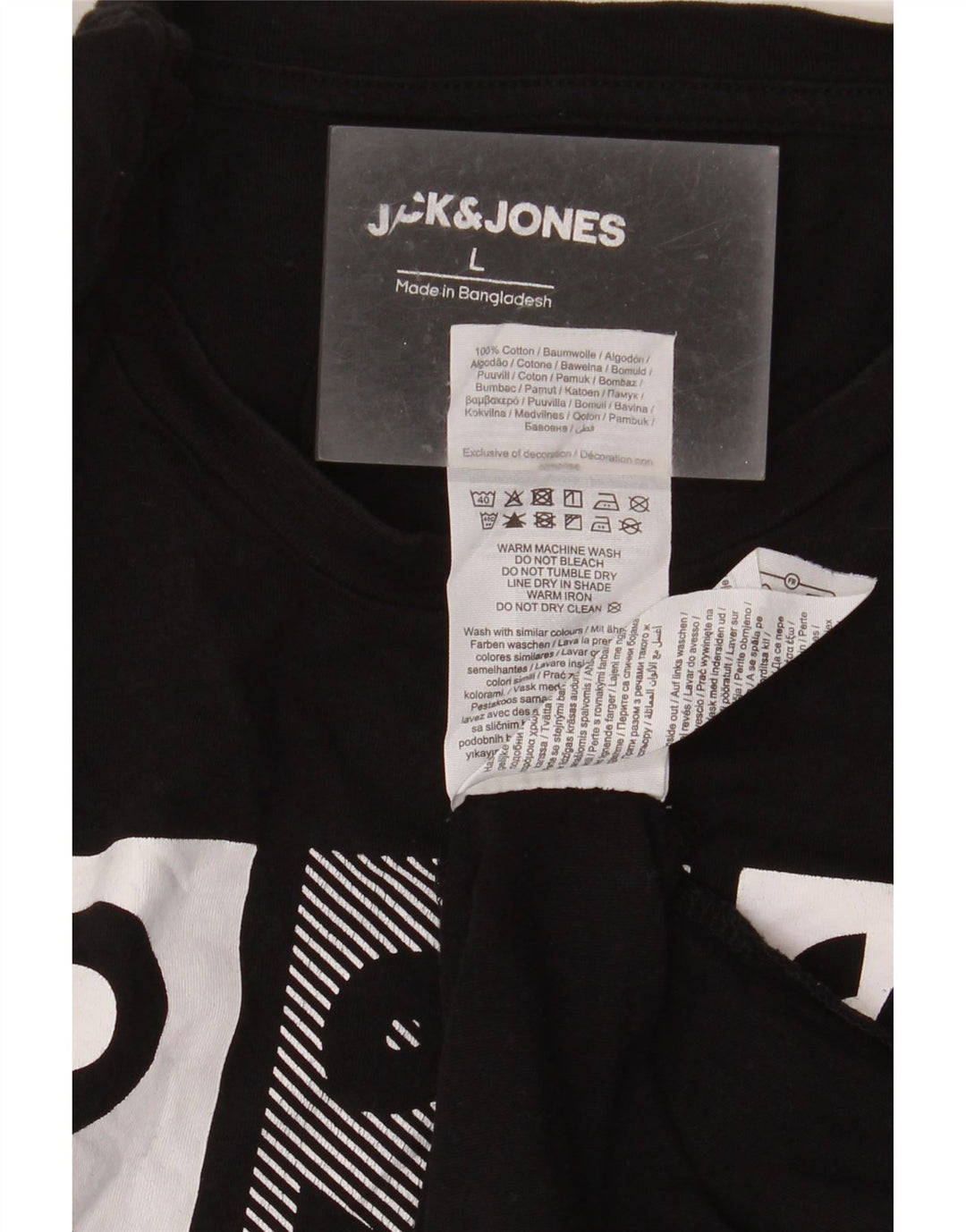 Jack & Jones - Camiseta gráfica para hombre, talla grande, algodón negro