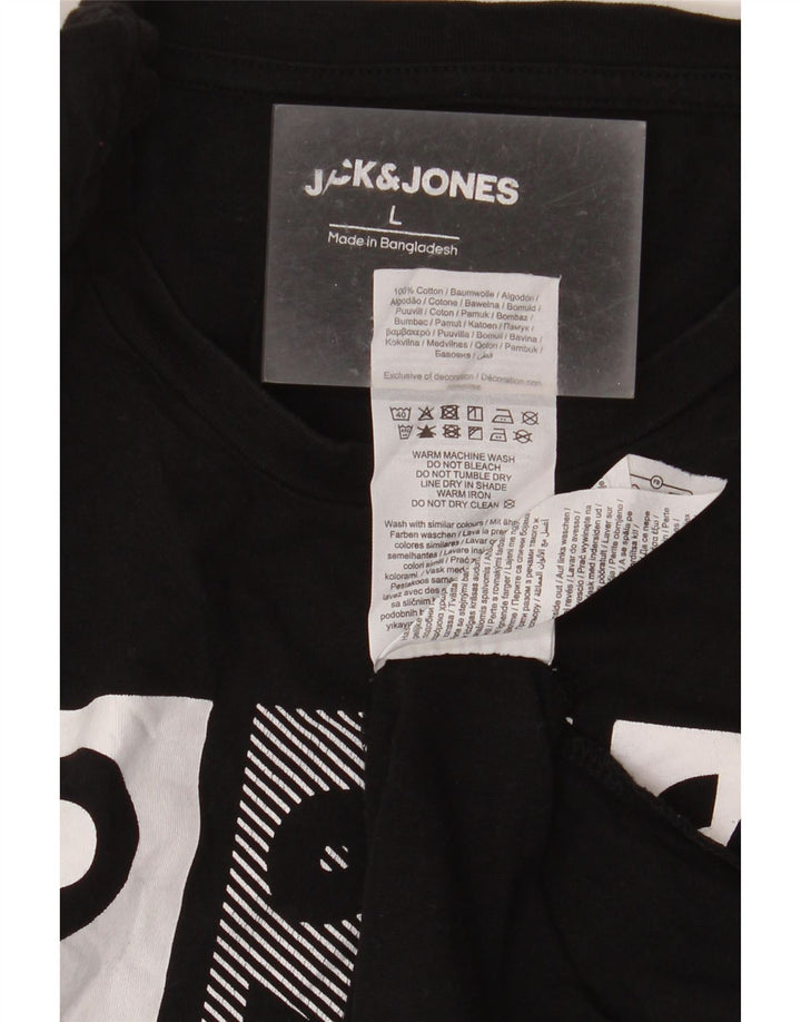 Jack & Jones - Camiseta gráfica para hombre, talla grande, algodón negro