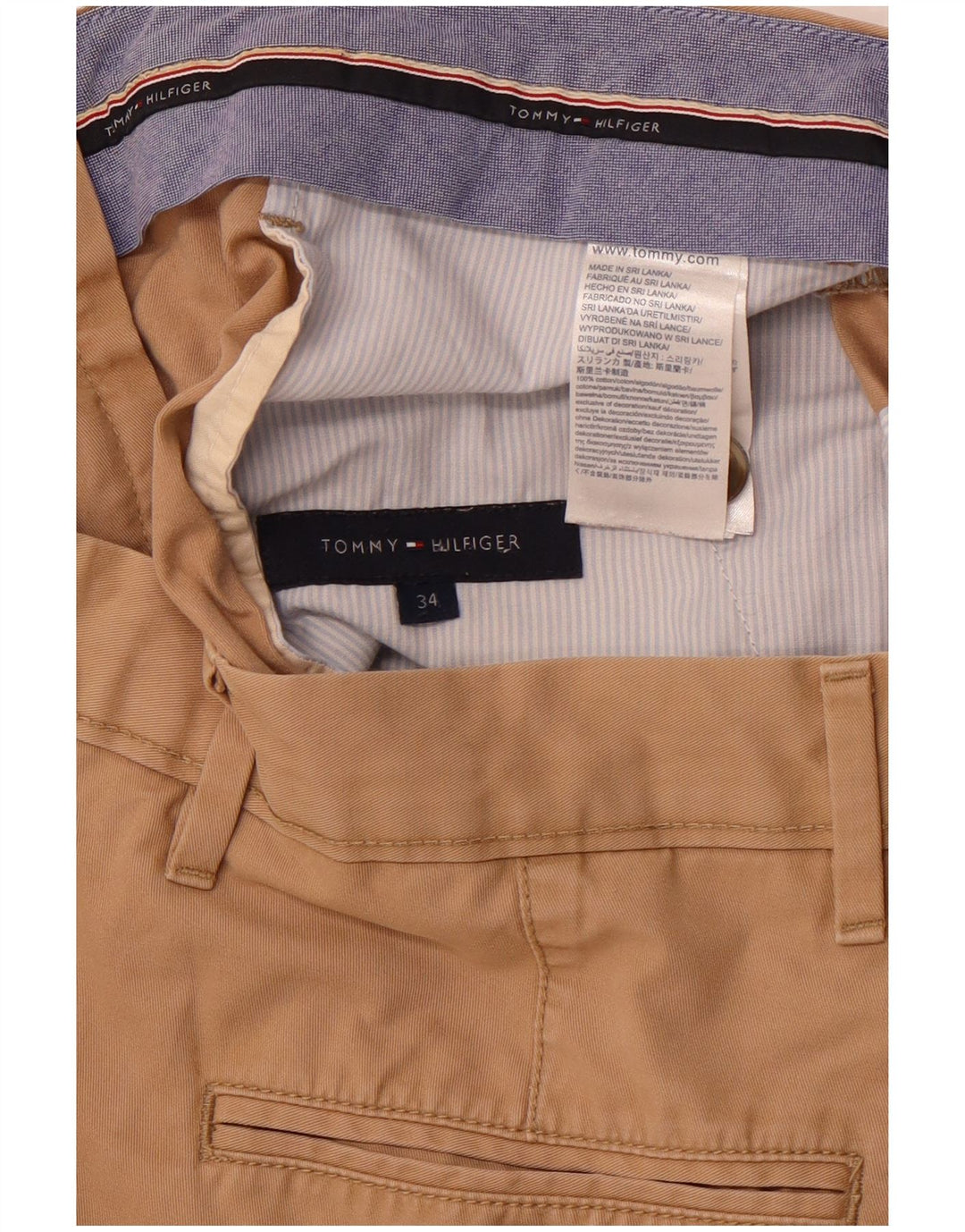 TOMMY HILFIGER Pantalones cortos chinos para hombre W34 Large Beige Cotton