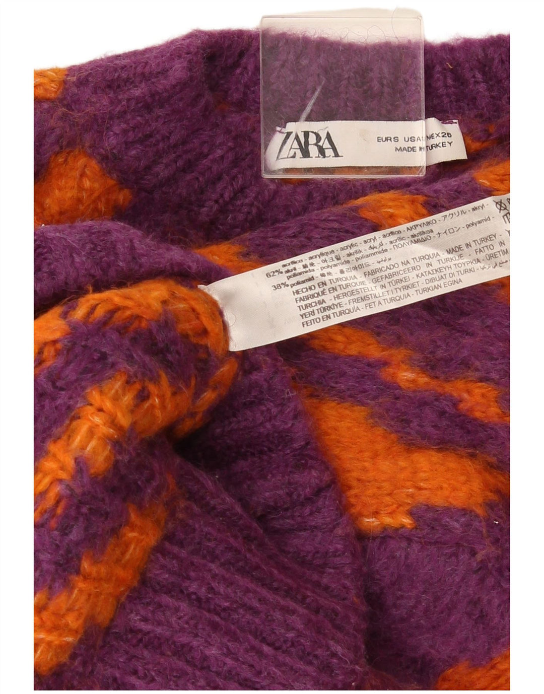 Zara Mujer Crop Crew Neck Jumper Sweater UK 10 Small Multicolor