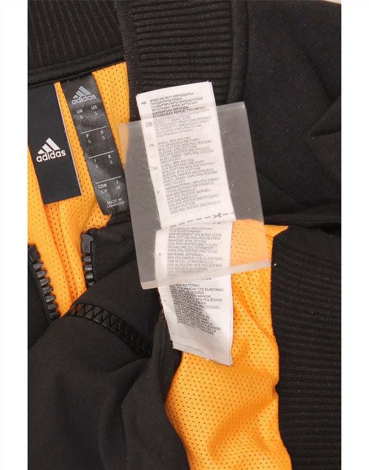 ADIDAS Chaqueta de chándal con gráfico para hombre, talla pequeña, nailon negro con bloques de color