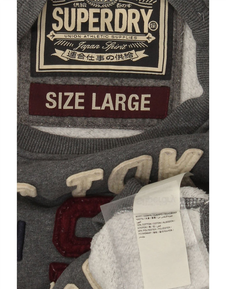 Superdry Sudadera con gráfico gráfico para hombre, jersey de algodón gris grande