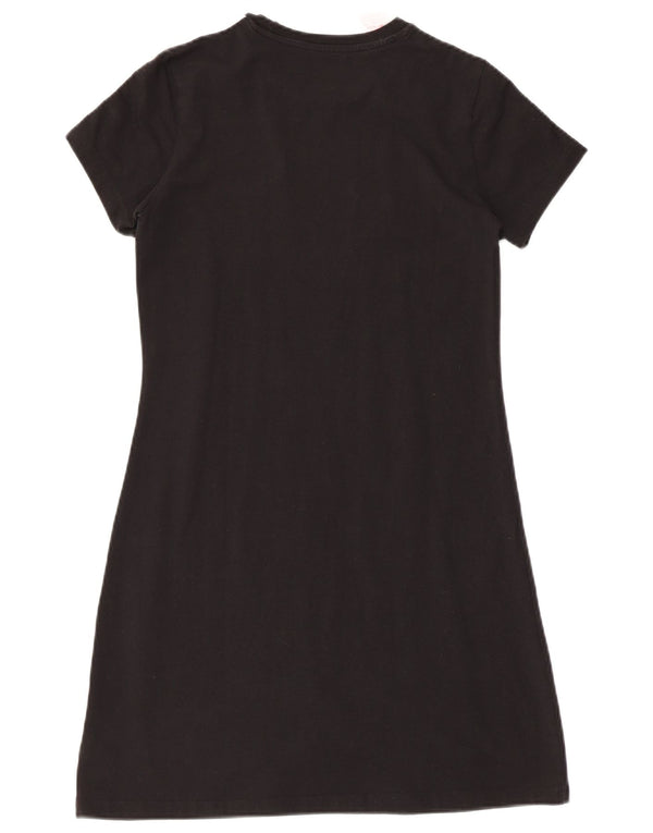 ADIDAS Girls Graphic T-Shirt Dress 13-14 Years Black Cotton