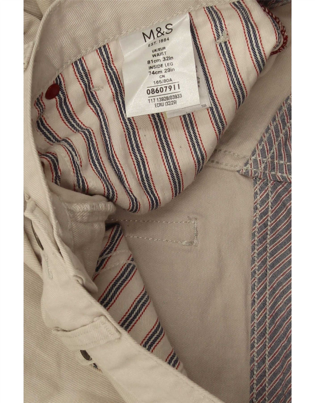 Marks & Spencer Pantalones casuales con corte de bota para hombre W32 L29 Algodón beige