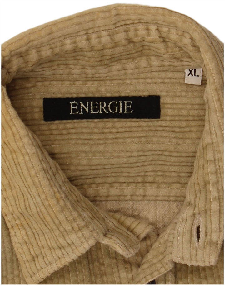 ENERGIE Camisa de pana para hombre XL Beige