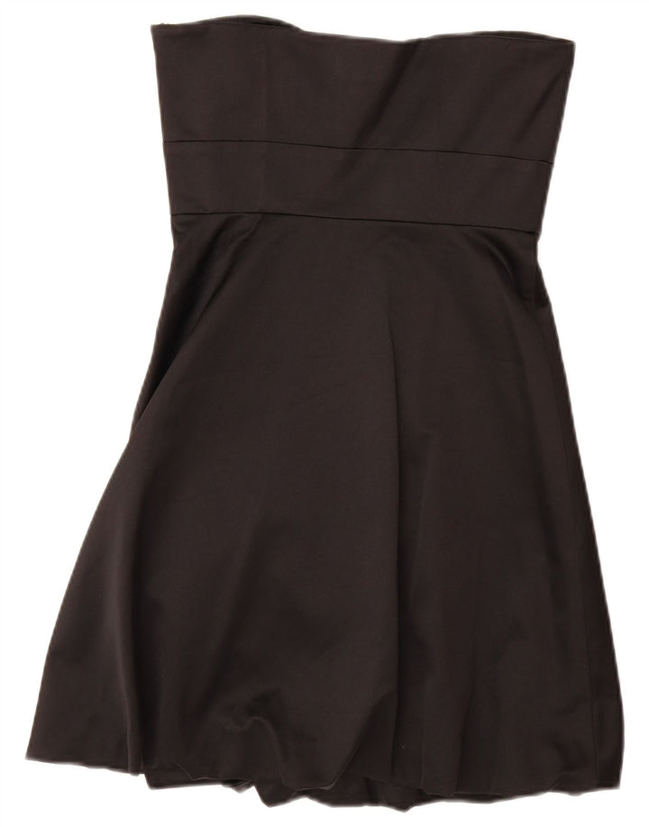 KAREN MILLEN Vestido sin tirantes con volantes en la parte delantera para mujer UK 8 Pequeño Algodón negro