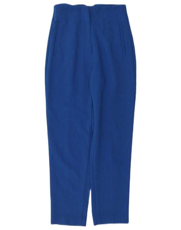 Zara Mujer Pantalón Chino Tapered XS W24 L26 Poliéster Azul