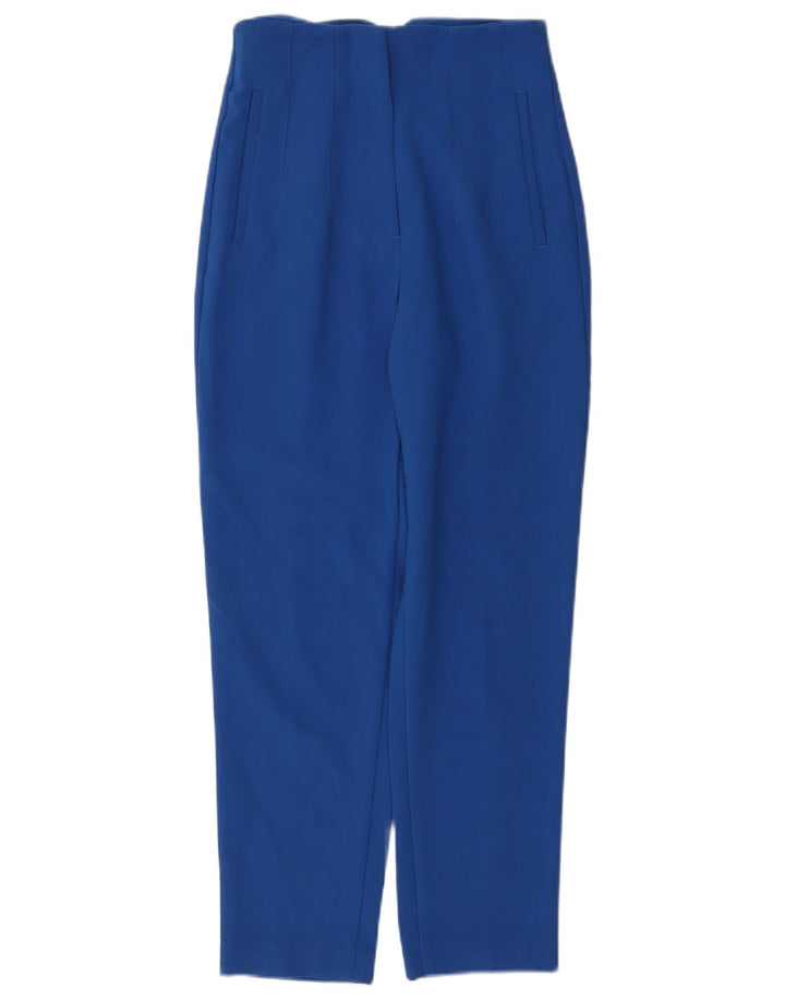 Zara Mujer Pantalón Chino Tapered XS W24 L26 Poliéster Azul
