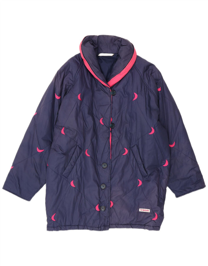 BRUGI Mens Graphic Windbreaker Jacket UK 38 Medium Navy Blue Polyester