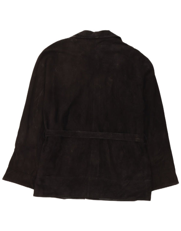 VINTAGE Chaqueta de ante para mujer Reino Unido 14 Grande Negro