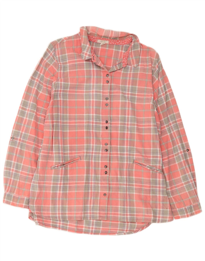 Camisa de mujer White Stuff UK 46 de algodón a cuadros rosas grandes