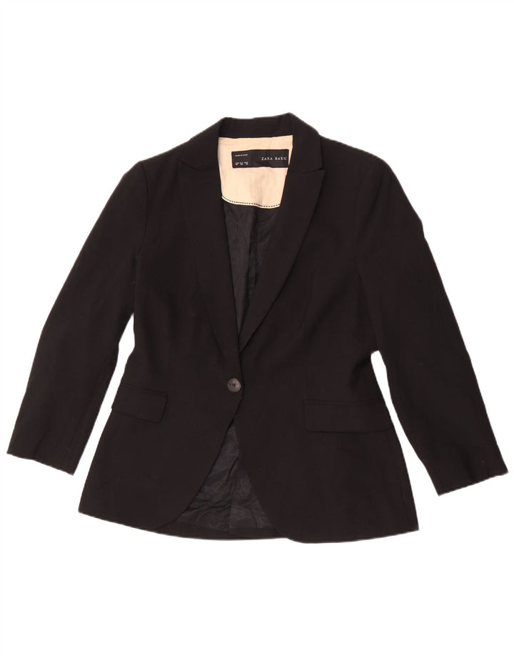 Zara Mujer Chaqueta Blazer De 1 Botón EU 40 Mediano Negro Poliéster