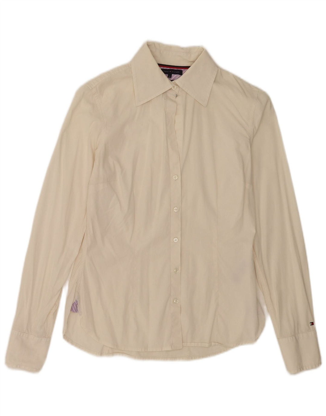 Tommy Hilfiger Camisa para mujer US 6 Mediana de algodón blanco roto