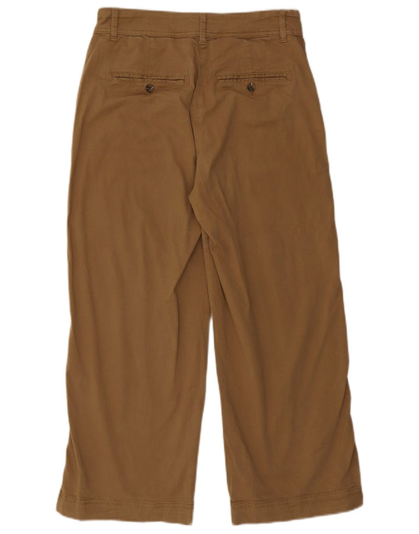 Jigsaw Pantalones recortados de pierna ancha para mujer UK 10 Small W27 L24 Algodón marrón