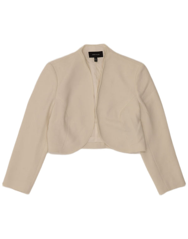 Karen Millen Chaqueta Bolero Abierta para Mujer UK 10 Small Acetato Blanco