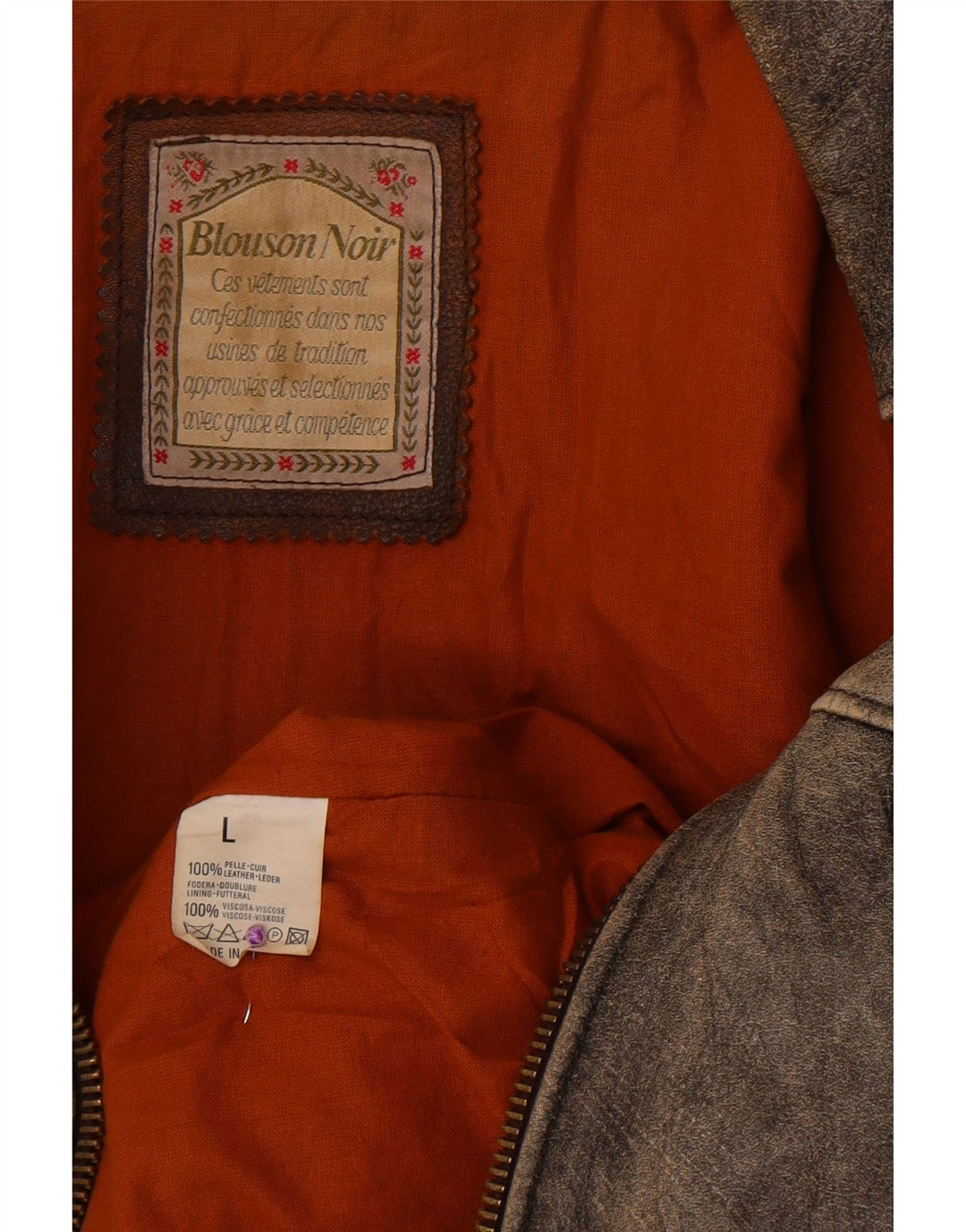 Vintage hombres chaqueta de cuero Reino Unido 40 cuero gris grande