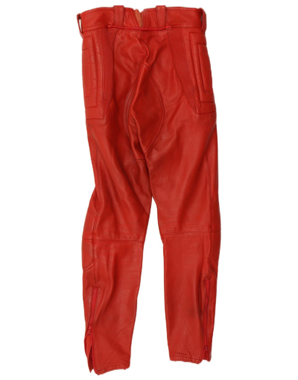 Vintage Hombres Moto Racer Pantalones de Cuero IT 48 Medio W30 L29 Cuero Rojo