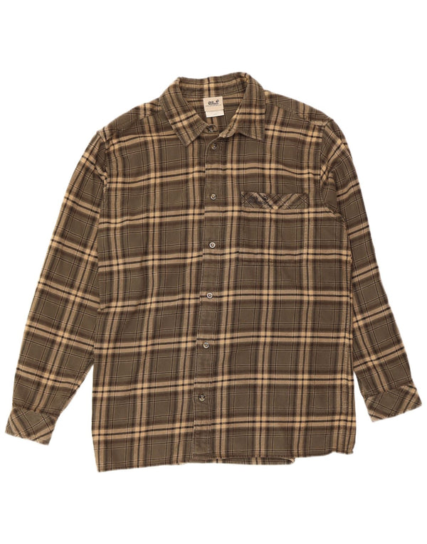 Jack Wolfskin Camisa de franela para hombre XL Algodón a cuadros verde