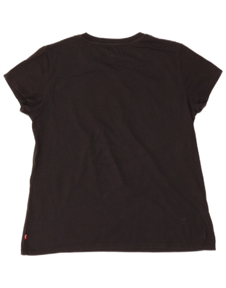 LEVI'S Womens Graphic T-Shirt Top UK 14 Medium Black Cotton