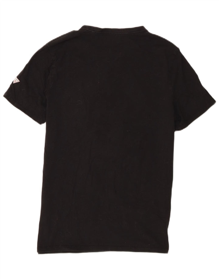 Guess Mens Slim Fit Graphic Camiseta Top Grande Negro
