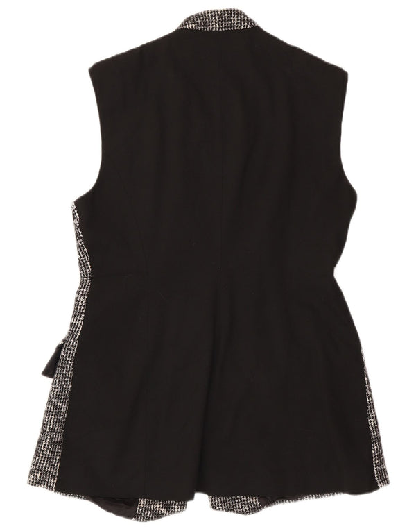 Karen Millen Chaleco largo para mujer UK 46 Grande Lana de pata de gallo negra