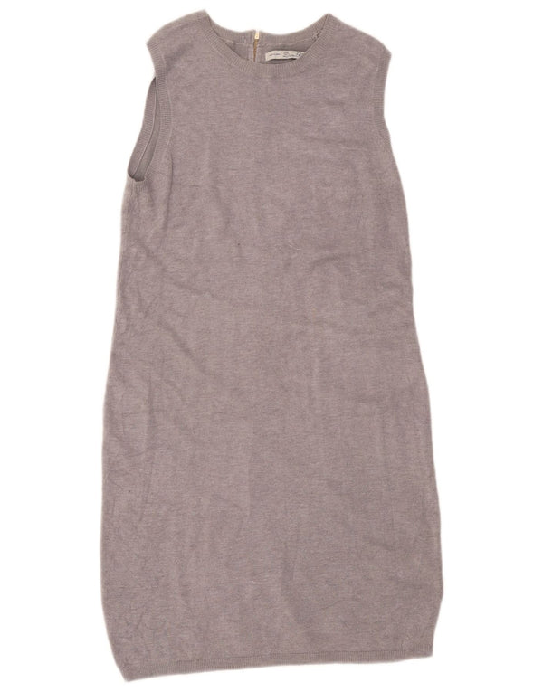 Zara Mujer Vestido Jersey Sin Mangas UK 42 Gris Medio